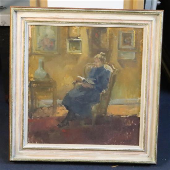 Peter Cuhfeld (b.1952) Sue Reading 40 x 38cm, New Grafton Gallery label verso